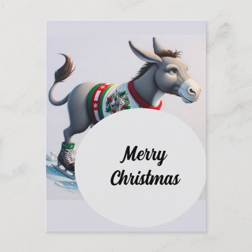 Festive Cute Christmas Donkey Postcard