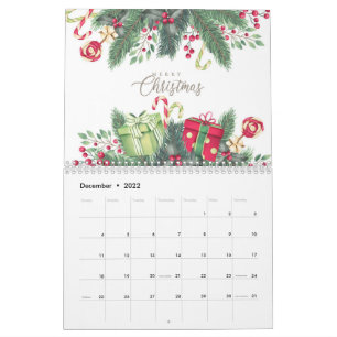 Festive Cute Christmas Holiday Modern Decor Calendar