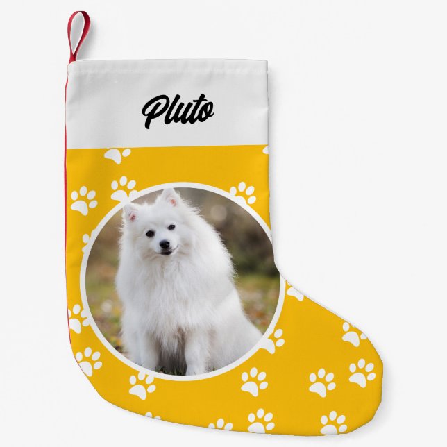 Festive Cute Dog Pet Photo Small Christmas Stocking (Front)