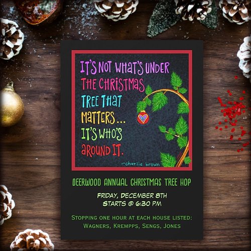 Festive Cute Fun  Christmas Tree Hop    Invitation