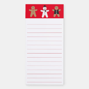 Festive Cute Gingerbread Man Magnetic Notepad