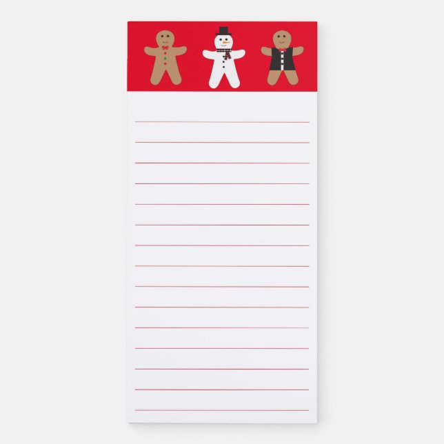 Festive Cute Gingerbread Man Magnetic Notepad (Front)