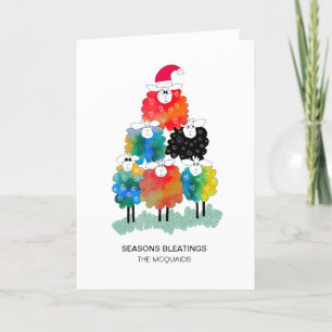 Festive Cute Holiday Sheep Seasons Bleatings Card