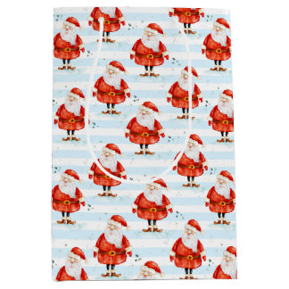 Festive Cute Santa Claus Medium Gift Bag