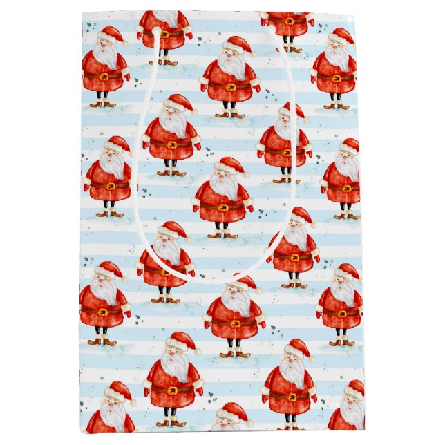 Festive Cute Santa Claus Medium Gift Bag (Front)