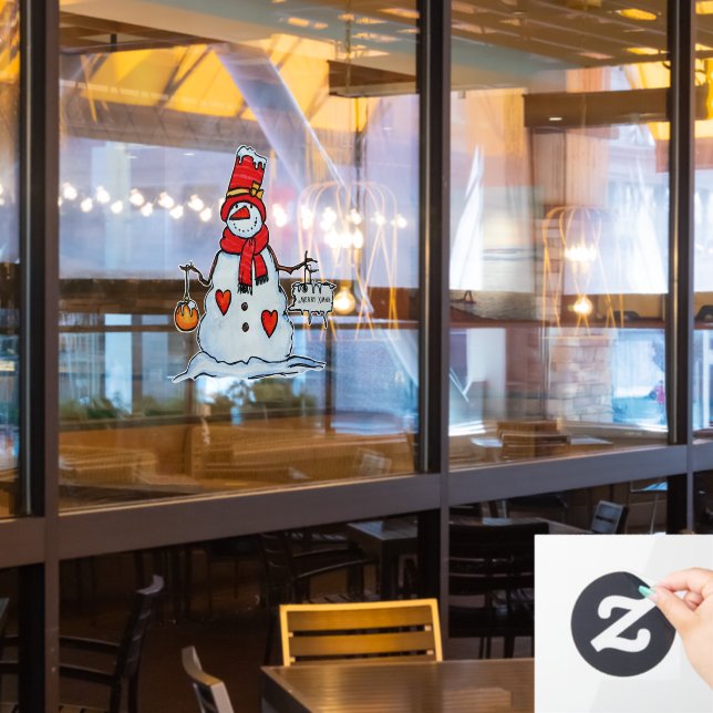 Festive cute snowman window cling (Restaurant Window)
