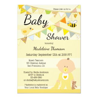 Festive Cute Yellow Baby Shower Invitation