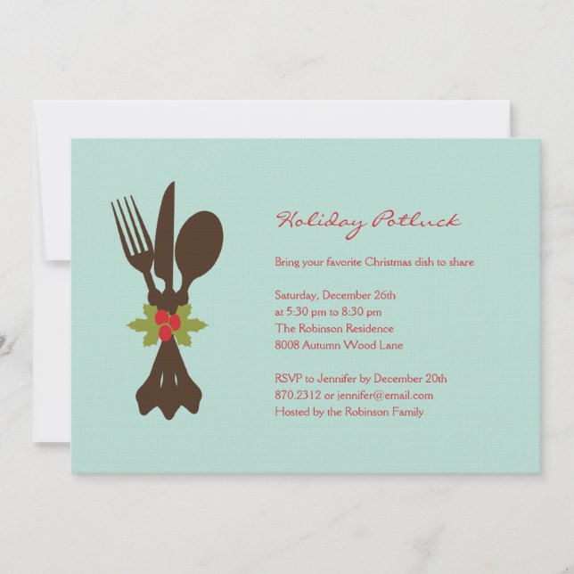 Festive Cutlery Holiday Party Invitation (Front)