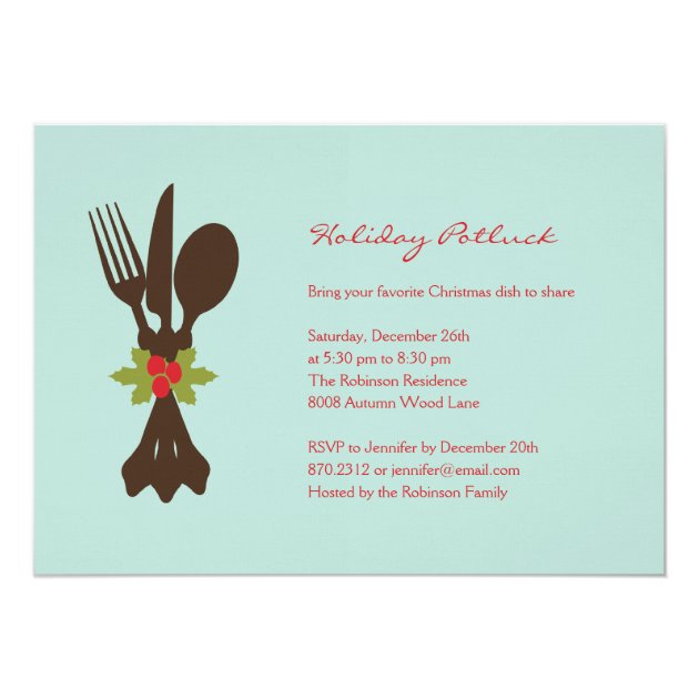 Festive Cutlery Holiday Party Invitation