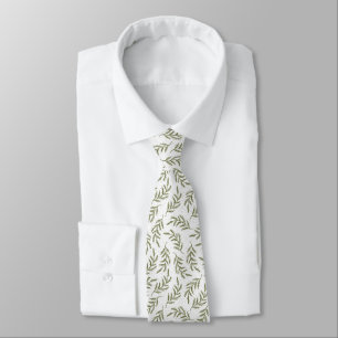 Festive Cypress Botanical Pattern Holiday Neck Tie