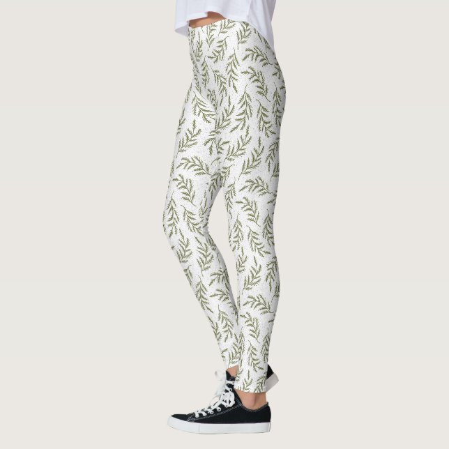 Festive Cypress Pattern Holiday Leggings (Left)