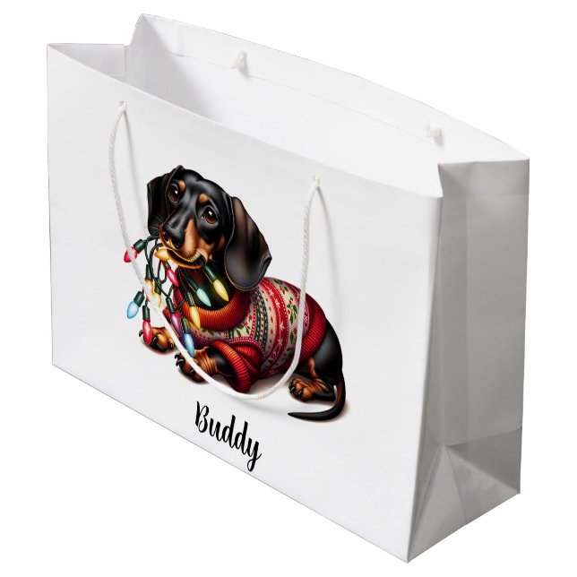 Festive Dachshund Delight Gift Bag (Back Angled)