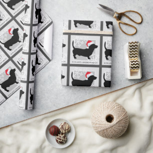 Festive Dachshund Dog Family Name Wrapping Paper