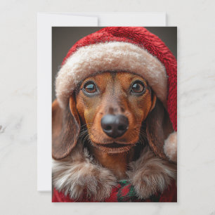 Festive Dachshund in Santa Attire Invitation
