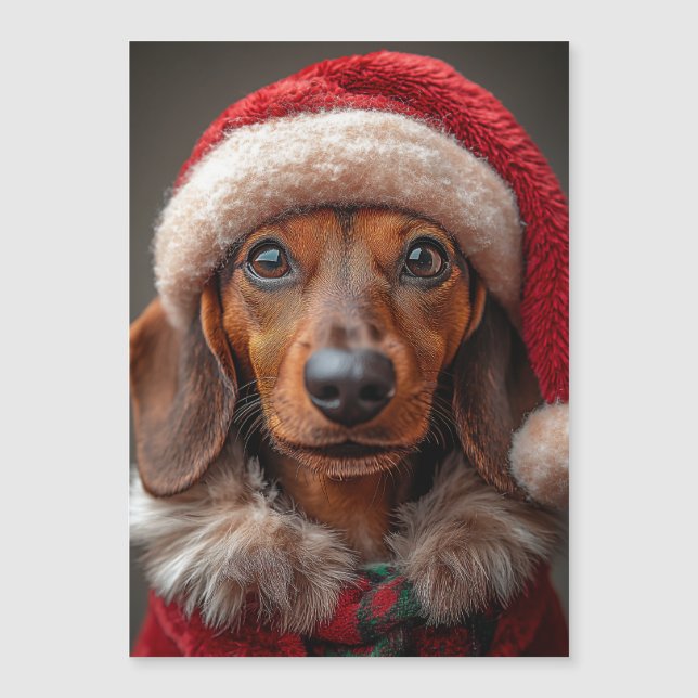 Festive Dachshund in Santa Attire Magnetic Invitation (Front)