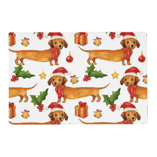 Festive dachshunds Christmas pattern Placemat