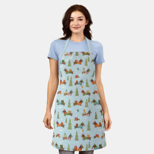 Festive Dachshunds in the Snow Pattern Apron