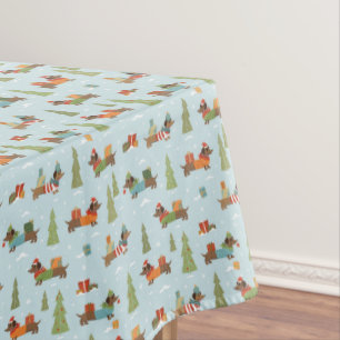 Festive Dachshunds in the Snow Pattern Tablecloth