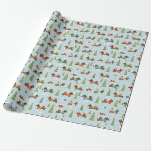 Festive Dachshunds in the Snow Pattern Wrapping Paper