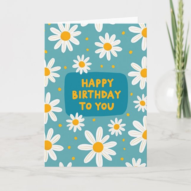 Festive Daisy Birthday Card (Front)