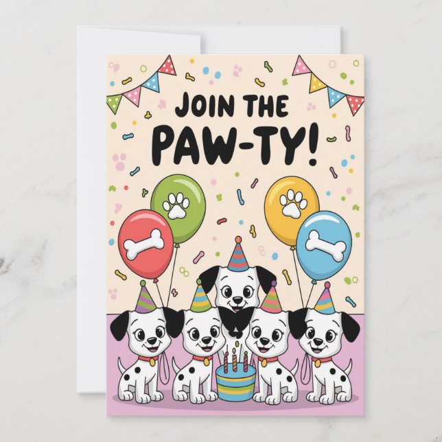 Festive Dalmatian Birthday Invitation (Front)