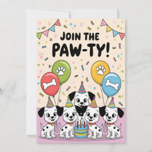 Festive Dalmatian Birthday Invitation