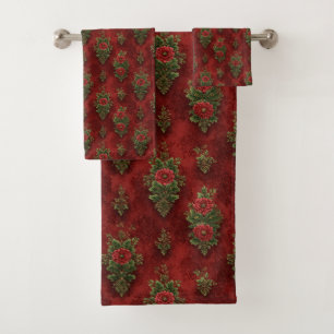 Festive Damask  Bath Towel Set