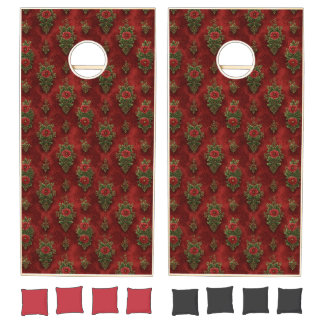 Festive Damask Cornhole Set