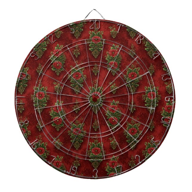 Festive Damask  Dart Board (Front)