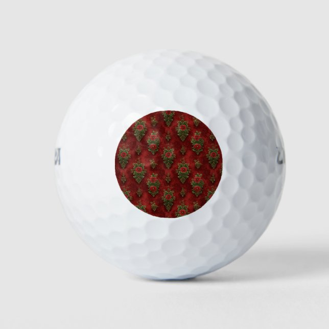 Festive Damask  Golf Balls (Front)