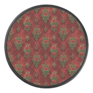 Festive Damask Hockey Puck