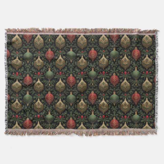 Festive Damask  Throw Blanket (Front)