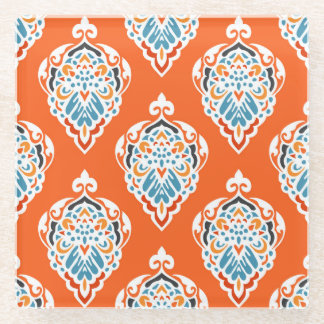 Festive damask vintage pattern, elegant design. glass coaster