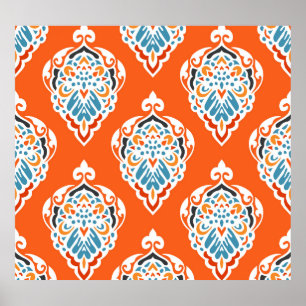 Festive damask vintage pattern, elegant design. poster