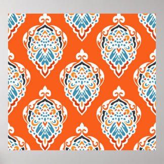 Festive damask vintage pattern, elegant design. poster