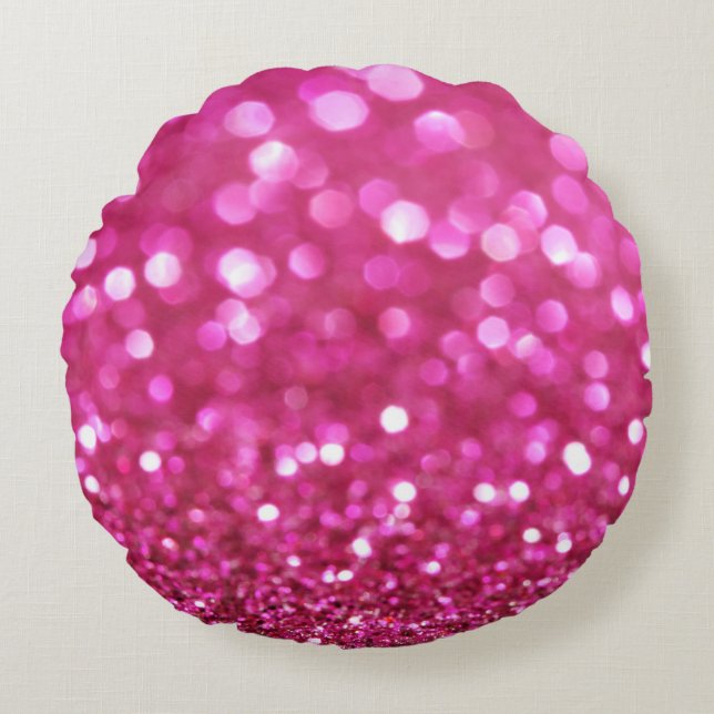 Festive Dark Pink: Elegant Abstract. Round Pillow (Front)