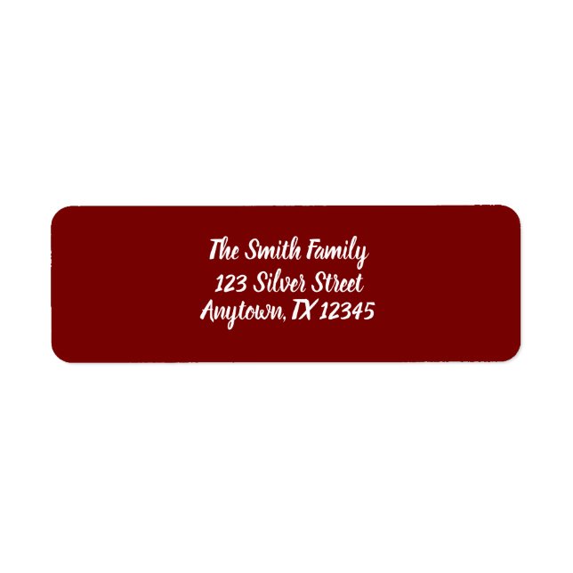 Festive Dark Red Christmas Address Sticker Labels (Front)