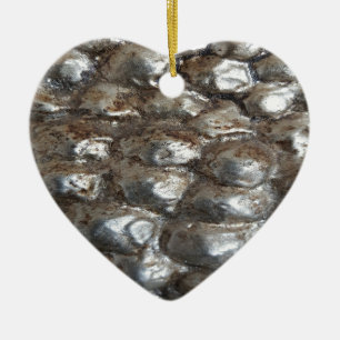 Festive Dark Silver Metallic Abstract Art Ceramic Ornament