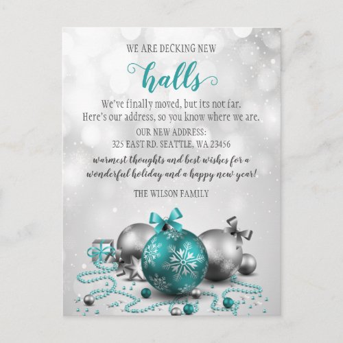 Festive Decking The New Halls Moving Announcement Postcard