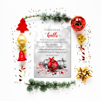 Festive Decking The New Halls Moving Announcement Postcard by Invitationboutique at Zazzle