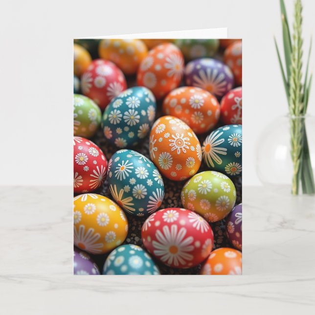 Festive Decorated Eggs Card (Front)