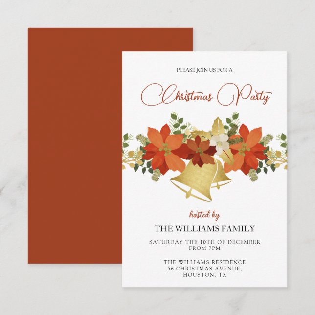 Festive Decorative Christmas Party Invitation (Front/Back)
