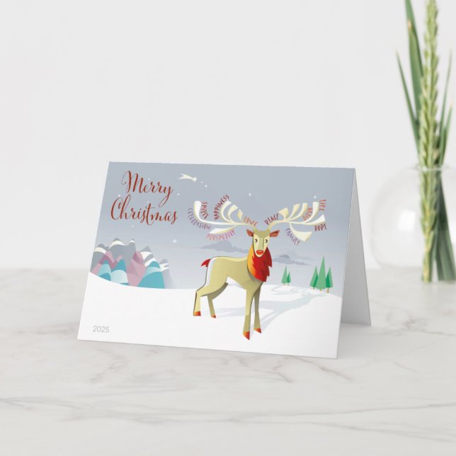  Festive Deer Christmas card with Message (Front)