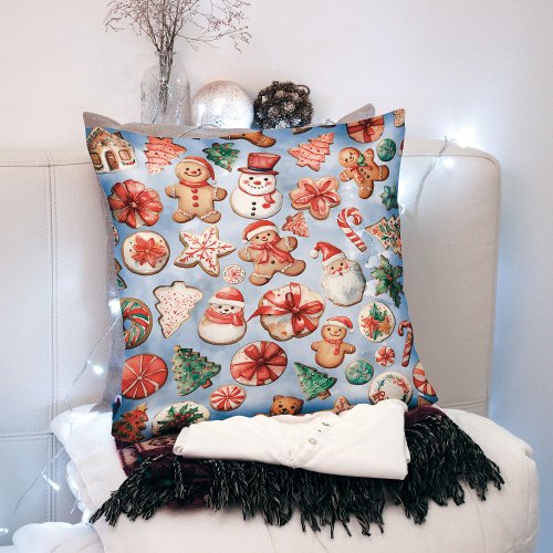 Festive Delight Christmas Cookie Wonderland Throw Pillow