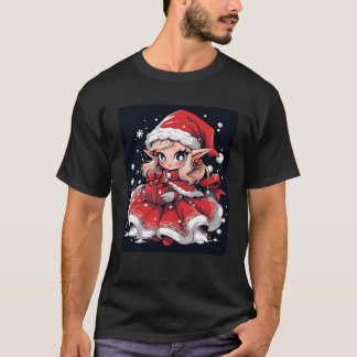 Festive Delight Christmas Elf Candy Cane Graphic S T-Shirt