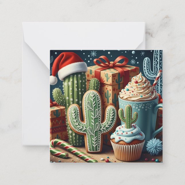 Festive Desert Christmas Scene Note Card (Back)
