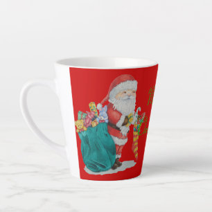festive design of santa and presents for christmas latte mug