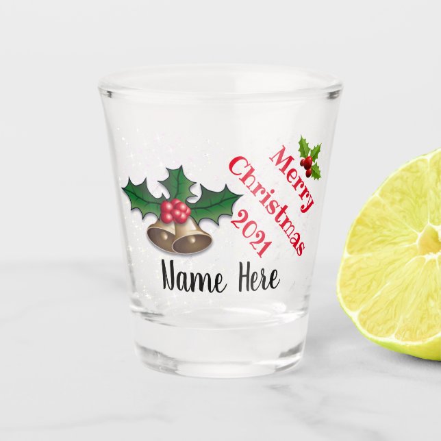 Festive Design Personalised Christmas Shot Glass (Front)