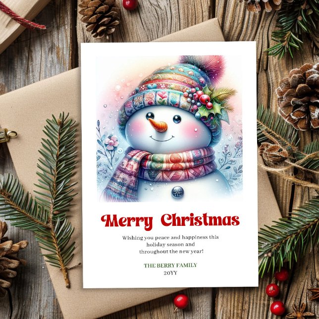 Festive digital Christmas snowman kids greeting Holiday Card (Festive digital Christmas snowman kids greeting Holiday Card)