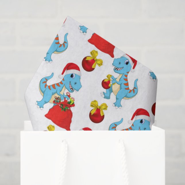 Festive Dimosaur pattern Christmas tissue Tissue Paper (Gift Bag)